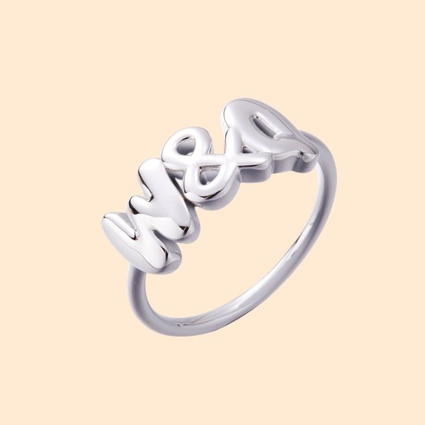 Personalized Bubble 1-6 3D Letter Ring Dainty Jewelry Birthday Mother's Day Anniversary Gift for Her