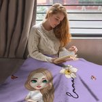 Coperta morbida e accogliente personalizzata con personaggio animato nome e fiore di nascita regalo di compleanno per bambini e famiglia