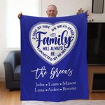Personalized Family Will Always Be Connected By Heart Family Blanket with 1-24 Names Soft and Warm Birthday Housewarming Gift for Family