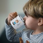 Personalised Cute Cartoon Boy Girl Character 12oz Enamel Mug with Birth Flower and Name Christmas Birthday Gift for Kids