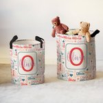 Personalized Colorful Initial Name Word Cloud Large Capacity Collapsible Laundry Storage Basket with Handle Birthday Housewarming Gift for Boys Girls