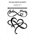 Personalized Waterproof Non-toxicity Infinity Symbol Heart Set of 12 Temporary Tattoos with Name Wedding Anniversary Gift for Couple