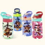 Personalisierte Halloween Hochland Kuh Thema 17oz Kind Name Wasserflasche mit Stroh und Spill-Proof-Deckel zurück zu Schule Herbst Halloween Geschenk