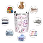 Personalized Colorful Initial Name Word Cloud Large Capacity Collapsible Laundry Storage Basket with Handle Birthday Housewarming Gift for Boys Girls