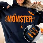 Personlig Halloween Bat Spider Web Momster Dadcula Sweatshirt T-shirt Hoodie med 1-6 namn Multicolor Tillgänglig Holiday Party Present för familjen