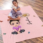 Personalizado Cartoon Personaje Mariposa Multicolor Suave Acogedora Manta con Nombre y Flor de Nacimiento Decoración del Hogar Regalo de Cumpleaños pa