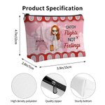 Personalized Just A Girl Who Loves Traveling Cartoon Canvas Makeup Storage Bag with Name Birthday Holiday Travel Gift for Women