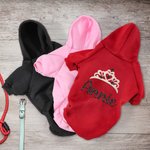 Personalizzato Multicolore Flocked Crown Caldo morbido cane felpa con cappuccio con glitter nome per tutte le razze Carino Pet Party Costume Festival Compleanno regalo
