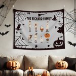 Personalizado Multicolor Halloween Tema de dibujos animados Fantasma Familia Tapiz con 2-10 nombres Telón de fondo Pared Decoración Fiesta de Navidad 