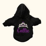Personalizzato Multicolore Flocked Crown Caldo morbido cane felpa con cappuccio con glitter nome per tutte le razze Carino Pet Party Costume Festival Compleanno regalo