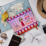 Personalized Just A Girl Who Loves Traveling Cartoon Canvas Makeup Storage Bag with Name Birthday Holiday Travel Gift for Women