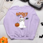 Personalizada Lindo Perro Fantasma Calabaza Unisex Niño Adulto Sudadera con Nombre Halloween Acción de Gracias Regalo para la Familia