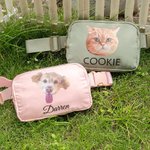 Sac de Taille Imperméable Personnalisé avec Photo et Nom Animaux Sac avec Sangle Ajustable Cadeau Anniversaire pour Amoureux d'Animal de Compagnie