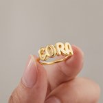 Personalized Bubble 1-6 3D Letter Ring Dainty Jewelry Birthday Mother's Day Anniversary Gift for Her