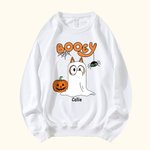 Personalizada Lindo Perro Fantasma Calabaza Unisex Niño Adulto Sudadera con Nombre Halloween Acción de Gracias Regalo para la Familia