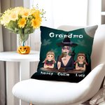 Tema personalizado de Halloween Bruja Vampiro Personaje de dibujos animados Funda de almohada con 1-6 nombres Decoración del hogar Fiesta de Navidad R
