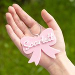 Personalized Muticolor Aesthetic Coquette Bow Keychain Bag Tag with Name and Ball Chain Birthday Christmas Gift for Women Girls