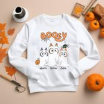 Personalizada Lindo Perro Fantasma Calabaza Unisex Niño Adulto Sudadera con Nombre Halloween Acción de Gracias Regalo para la Familia