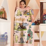 Personalized Cute Classic Winnie the Pooh Soft Throw Blanket with Name Baby Shower Birthday Christmas Gift for Baby Boys Girls