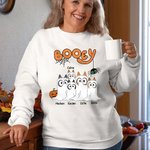 Personalizada Lindo Perro Fantasma Calabaza Unisex Niño Adulto Sudadera con Nombre Halloween Acción de Gracias Regalo para la Familia