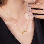 Personalised Gothic Old English Dripping Font Name Necklace Punk Jewellery Halloween Gift for Women Men