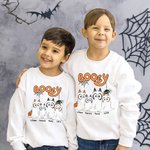 Personalizada Lindo Perro Fantasma Calabaza Unisex Niño Adulto Sudadera con Nombre Halloween Acción de Gracias Regalo para la Familia