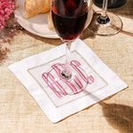 Personalisierte Cocktail-Servietten mit Bunten Initialen aus Leinen 4er Set Umweltfreundlich Hochzeit Party Geschenk für Ehepaar