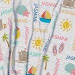 Gepersonaliseerde Zonnebril Kasteel Slippers Zachte Sneldrogende Zomer Kaap Strandlaken Met Naam Vakantie Strand Accessoires Kinderen Cadeau