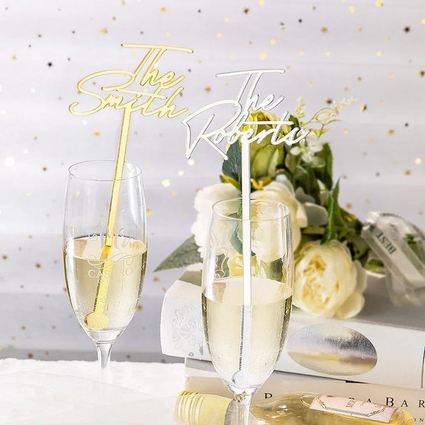 Personalisierte Name Rührstäbe aus Acryl Getränk Sektkelch Deko 5er Set für Junggesellinnenabschied Hochzeit Party
