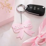 Personalized Muticolor Aesthetic Coquette Bow Keychain Bag Tag with Name and Ball Chain Birthday Christmas Gift for Women Girls