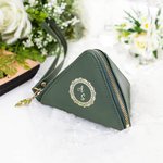 Personalized Portable Pyramid Name Jewellery Bag with Vine Leaf Design Zipper Wedding Birthday Gift for Women