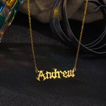 Personalised Gothic Old English Dripping Font Name Necklace Punk Jewellery Halloween Gift for Women Men