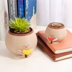 Personalized Cute Pot Reading Book Planter with Name Home Decor Birthday Housewarming Gift for Bookworm Plant Lover