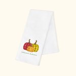 Personalized Striped Pumpkin 100% Cotton Waffle Tea Towel with Text Kitchen Decor Fall Thanksgiving Halloween Gift for Family Friend