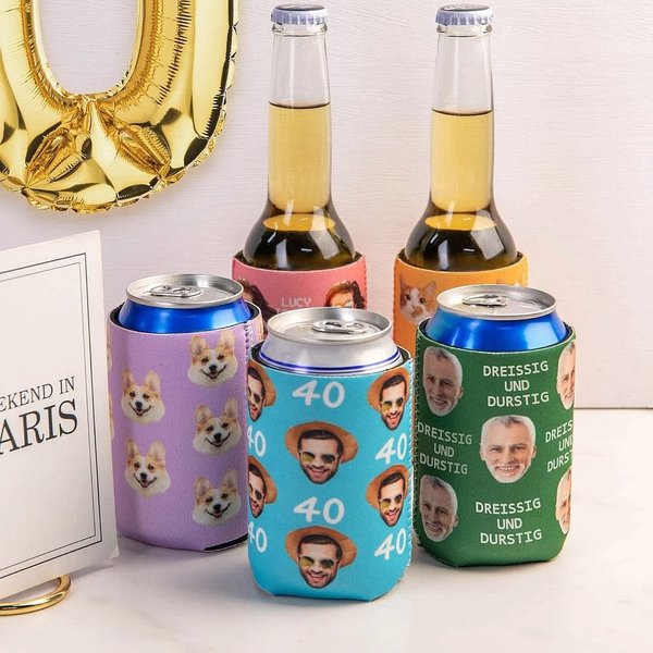 Personalisierter Portrait Can Dosenkühler für 330 ml Bier- und Getränkedosen Dosenhülle für Partys Outdoor-Veranstaltungen Oktoberfest Fußballspiele