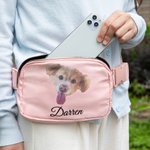 Sac de Taille Imperméable Personnalisé avec Photo et Nom Animaux Sac avec Sangle Ajustable Cadeau Anniversaire pour Amoureux d'Animal de Compagnie