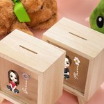 Gepersonaliseerde schattige cartoon karakter geboorte bloem houten duidelijke spaarpot spaarpot met naam verjaardag kinderdag Desk Decor Gift voor jongens meisjes