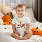 Gepersonaliseerd Schattig Spookje Baby's 1e Halloween 100% Katoenen Baby Rompertje met Naam Halloweencadeau voor Baby Meisjes Jongens Nieuwe Ouders
