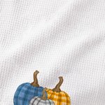 Personalized Striped Pumpkin 100% Cotton Waffle Tea Towel with Text Kitchen Decor Fall Thanksgiving Halloween Gift for Family Friend