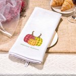 Personalized Striped Pumpkin 100% Cotton Waffle Tea Towel with Text Kitchen Decor Fall Thanksgiving Halloween Gift for Family Friend