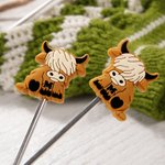 Personalizzato Highland Cow Silicone Knitting Needle Stoppers Point Protectors con iniziali Set di 2 regali di compleanno per gli amanti della maglia 