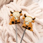 Personalizzato Highland Cow Silicone Knitting Needle Stoppers Point Protectors con iniziali Set di 2 regali di compleanno per gli amanti della maglia 