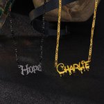 Personalised Gothic Old English Dripping Font Name Necklace Punk Jewellery Halloween Gift for Women Men