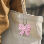 Personalized Muticolor Aesthetic Coquette Bow Keychain Bag Tag with Name and Ball Chain Birthday Christmas Gift for Women Girls