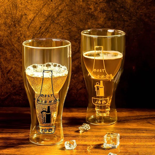 Personalisiertes Doppelwandiges 250ml-420ml Bierglas Einzigartiges Design mit Gravur Oktoberfest Geschenk für Freunde Vater Bierliebhaber
