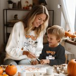 Personalizada Lindo Perro Fantasma Calabaza Unisex Niño Adulto Sudadera con Nombre Halloween Acción de Gracias Regalo para la Familia