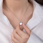 Collar de medallón personalizado de plata esterlina con foto en forma de corazón y texto grabado regalo de cumpleaños y aniversario para ella