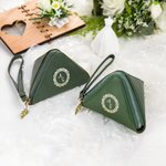 Personalized Portable Pyramid Name Jewellery Bag with Vine Leaf Design Zipper Wedding Birthday Gift for Women