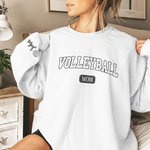 Personalized Multicolour Volleyball Mom Crewneck Sweatshirt with 1 - 6 Kid Names Birthday Sports Event Cheer Accessories Gift for Volleyball Lover