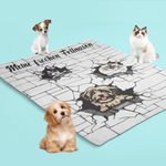 Personalisierte Frecher Hund- und Katze-im-Loch Decke mit 1-3 Namen Geburtstag Weihnachten Geschenk für Familie Kinder Tierliebhaber